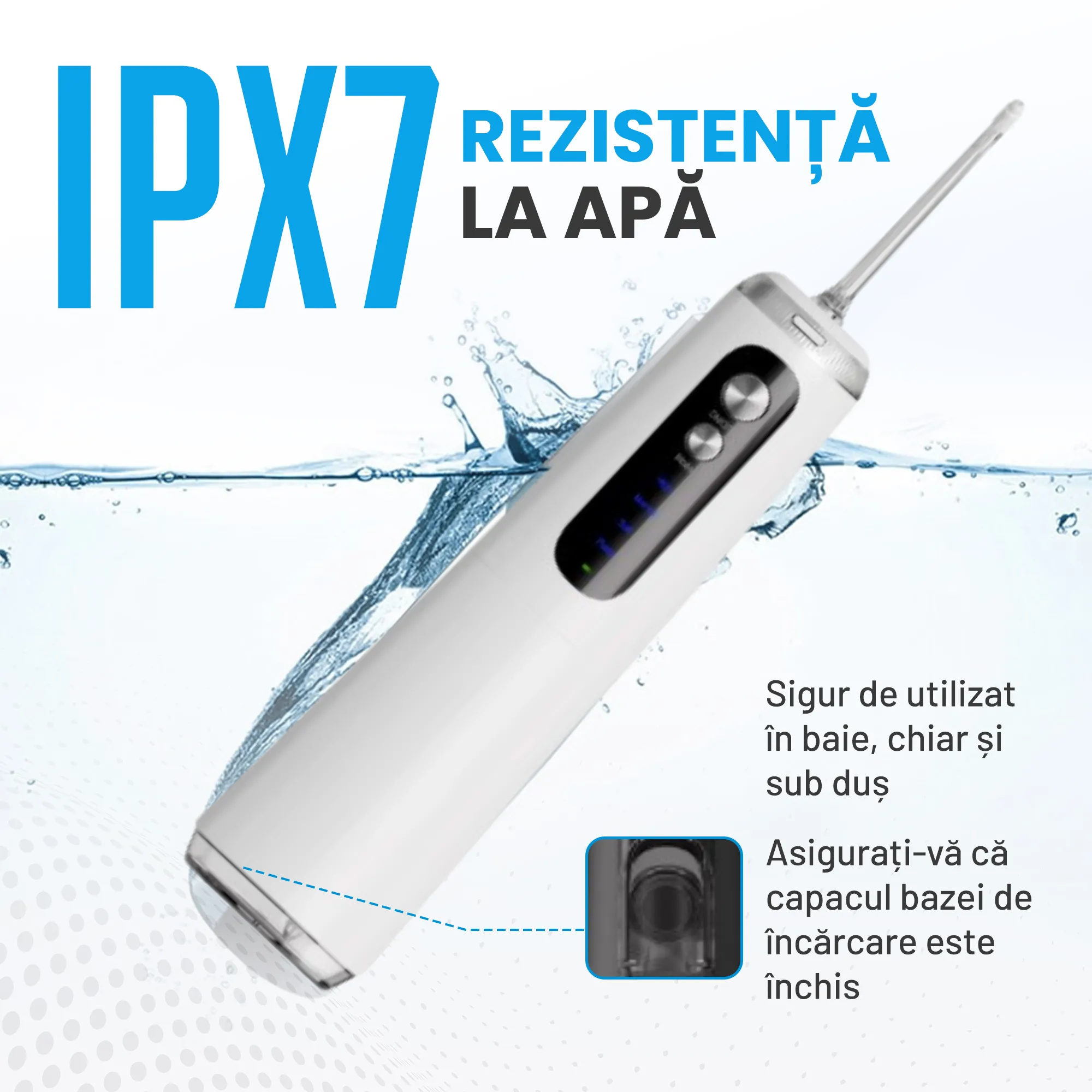 Irigator Bucal Woya WP01, 4 Moduri, 5 Capete, Rezervor 280 ml, Alb - imagine 4