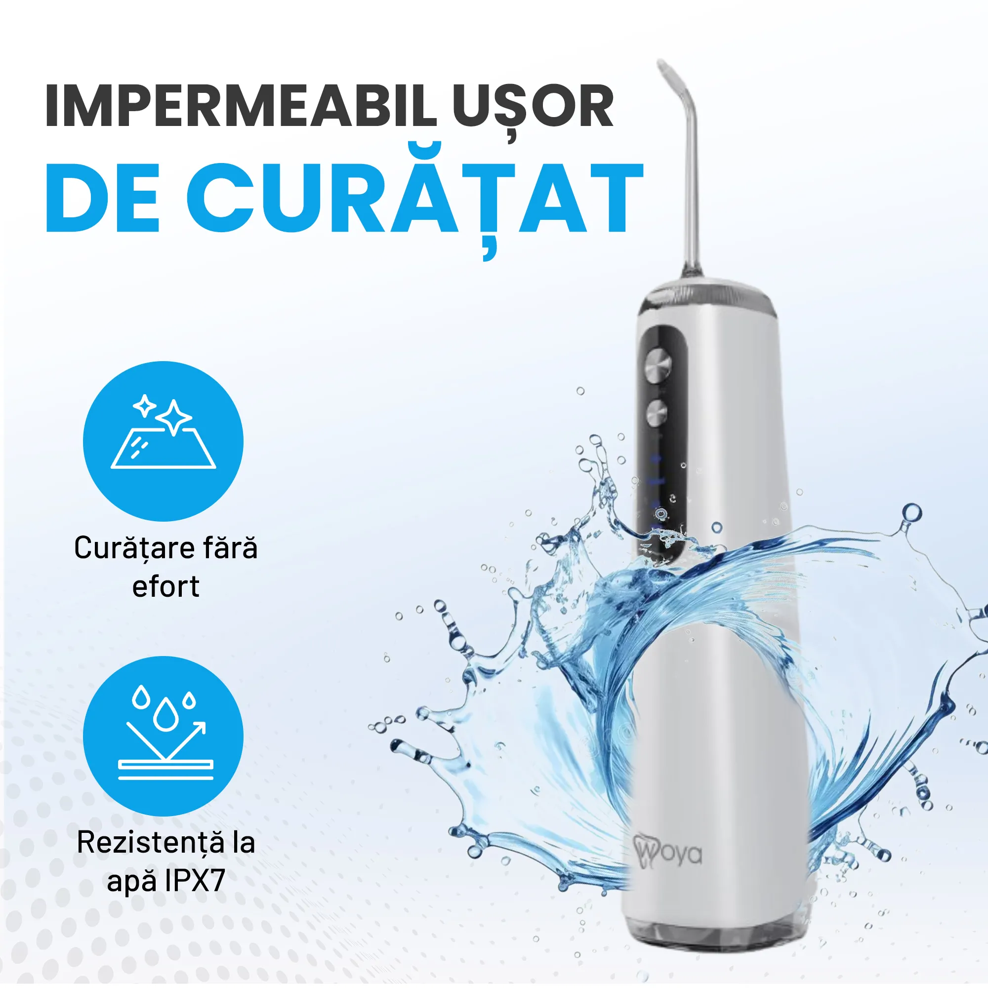Irigator Bucal Woya WP01, 4 Moduri, 5 Capete, Rezervor 280 ml, Alb - imagine 2
