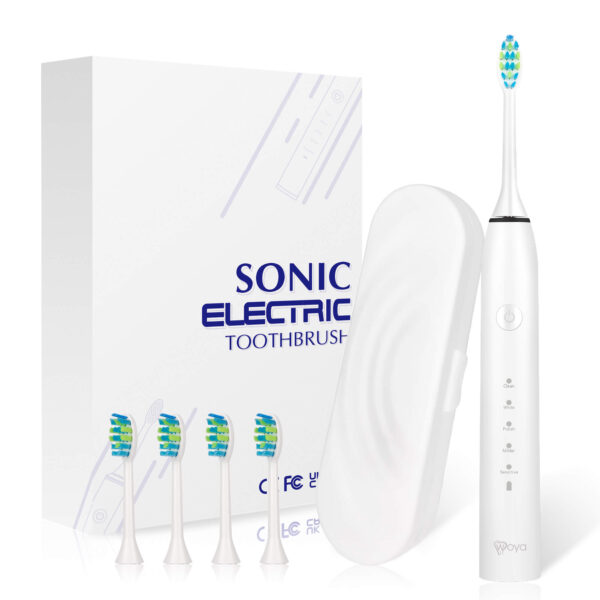 Periuta de dinti electrica Woya Smart Sonic EA311, 5 Moduri, 4 Capete, Etui Voiaj inclus, 38000 vpm, IPX7 – Alb
