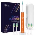 Periuta de dinti electrica Woya Smart Sonic EA312, 5 Moduri, 4 Capete, Etui Voiaj si Baza de incarcare, 38000 vpm, IPX7 – Portocaliu