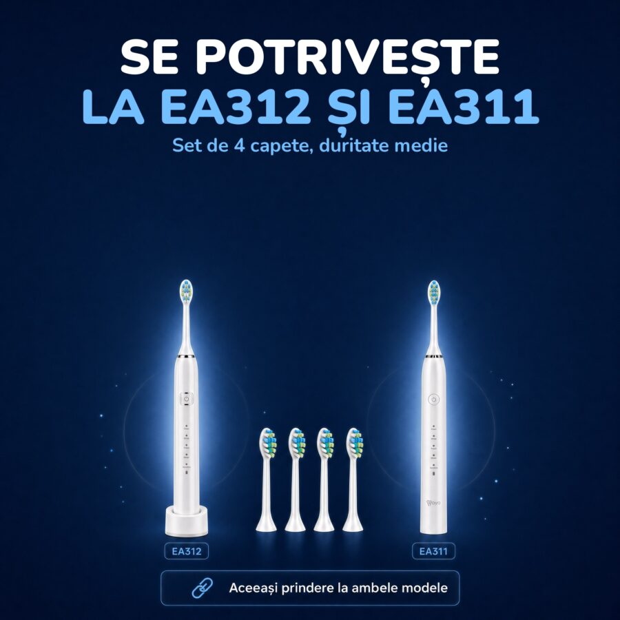 Set de 4 capete albe de rezervă, compatibile cu periuțele Woya EA312 și EA311