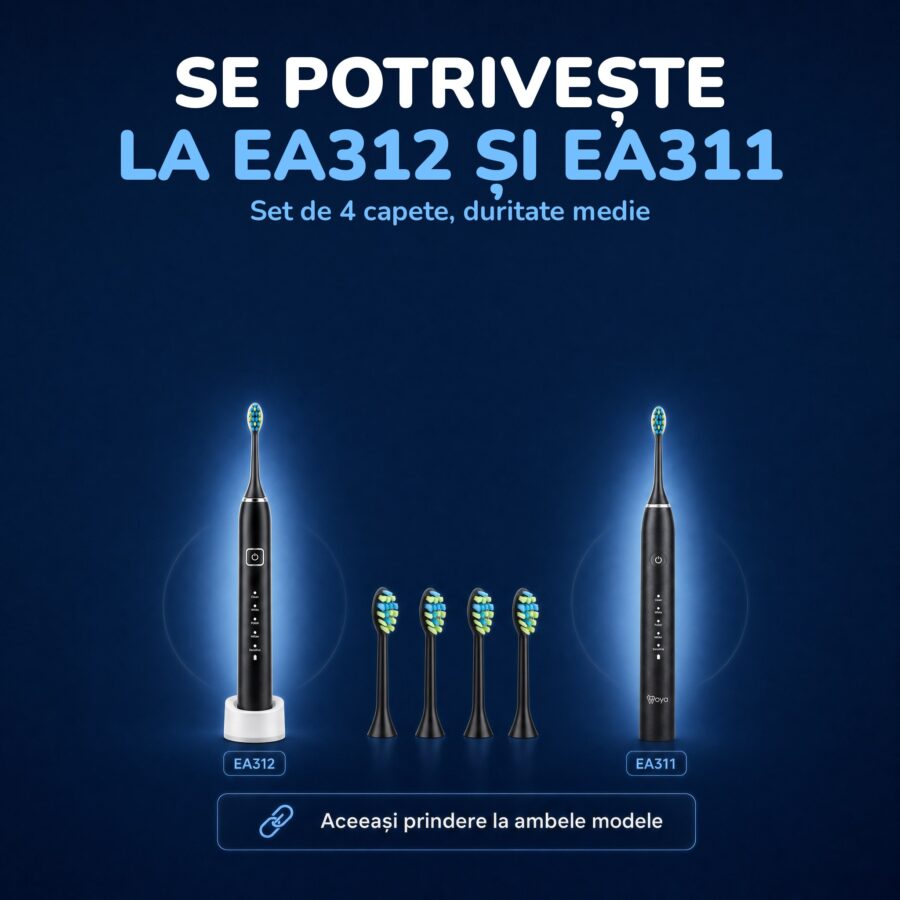 Set de 4 capete negre de rezervă, compatibile cu periuțele Woya EA312 și EA311