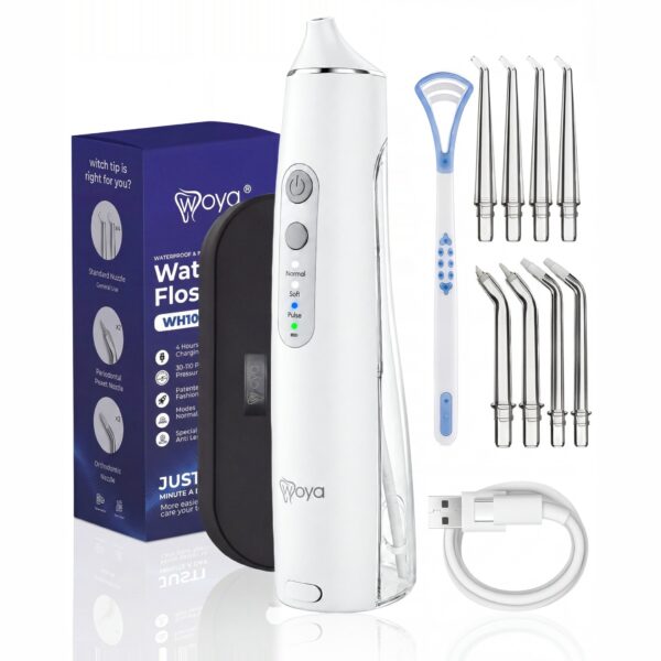 Irigator bucal Woya WH100 alb, ambalaj și accesorii