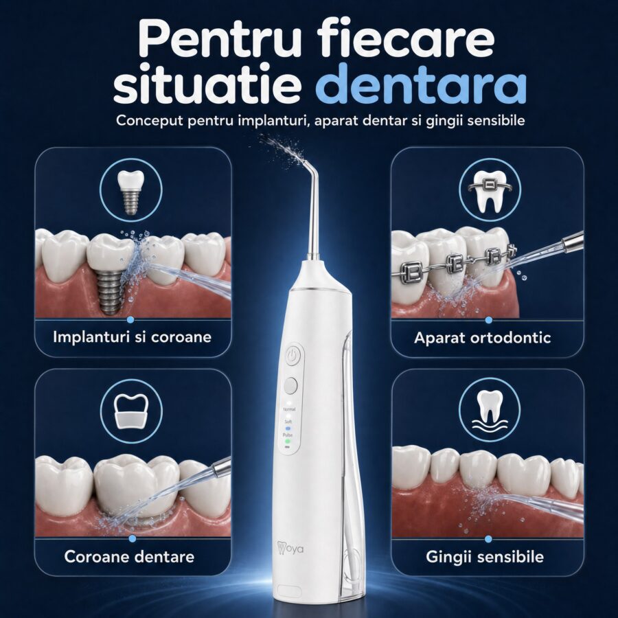 Irigator bucal Woya WH100 alb, pentru implanturi, aparat dentar și gingii sensibile