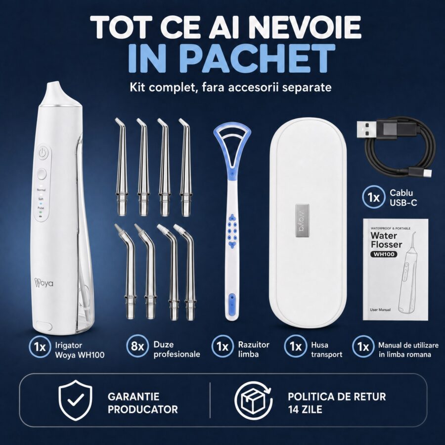 Irigator bucal Woya WH100 alb, ce primești în pachet