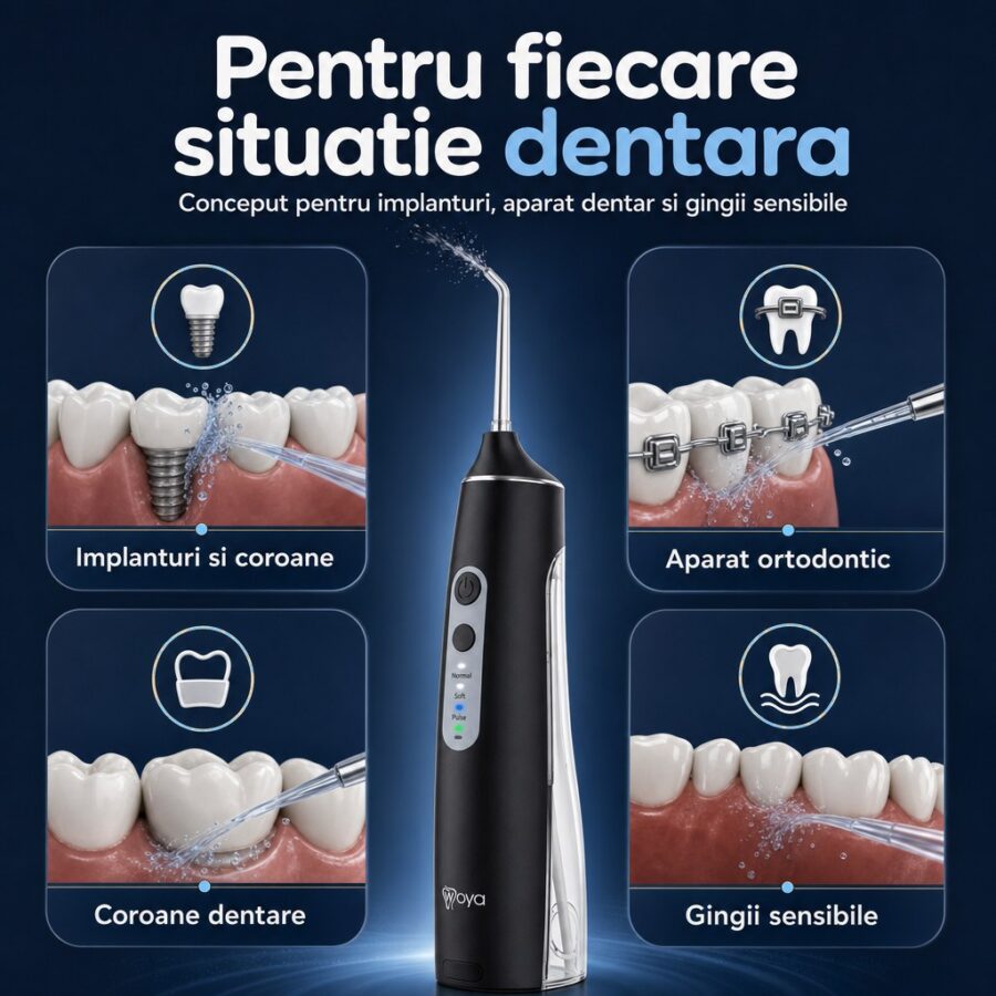 Irigator bucal Woya WH100, pentru implanturi, aparat dentar și gingii sensibile