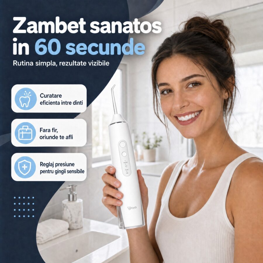 Irigator bucal Woya WH100 300 ml alb, în rutina de seară