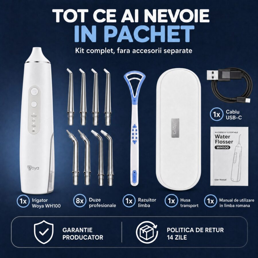 Irigator bucal Woya WH100 300 ml alb, ce primești în pachet