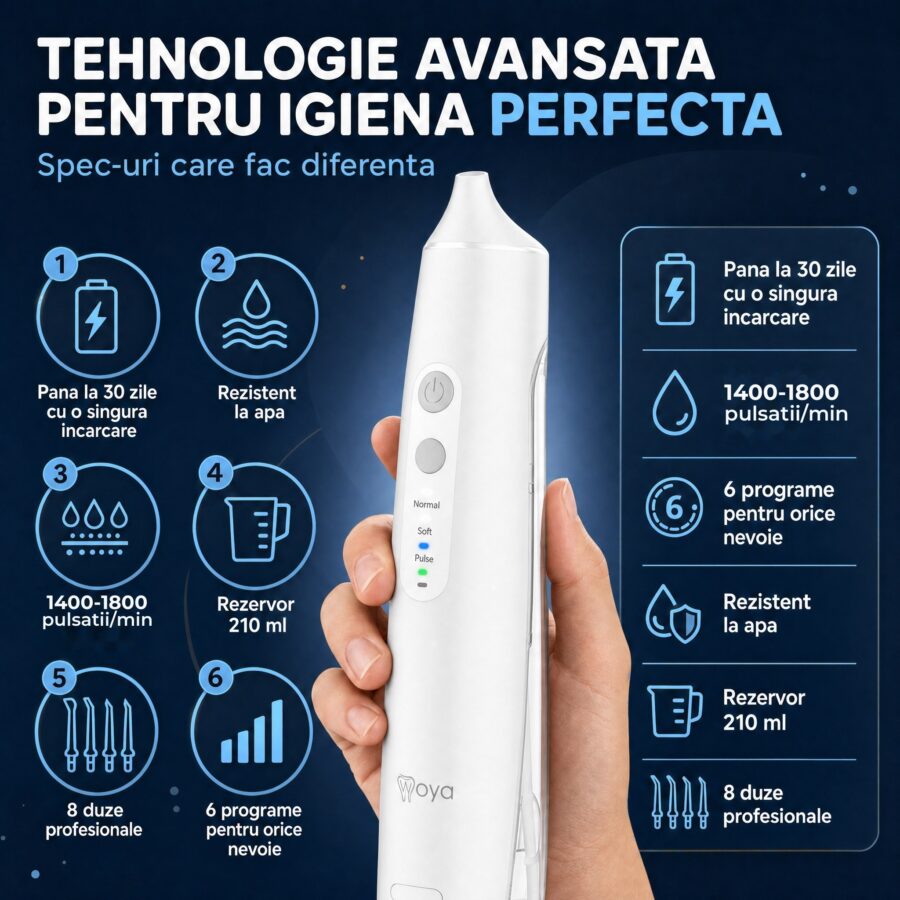 Irigator bucal Woya WH100 alb, specificații tehnice